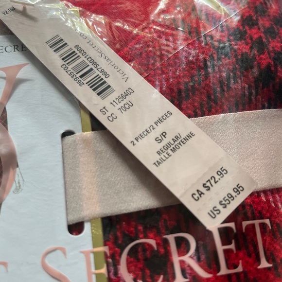 NWT Victoria's Secret Red Thermal Plaid Long Pajama Set - Picture 7 of 10